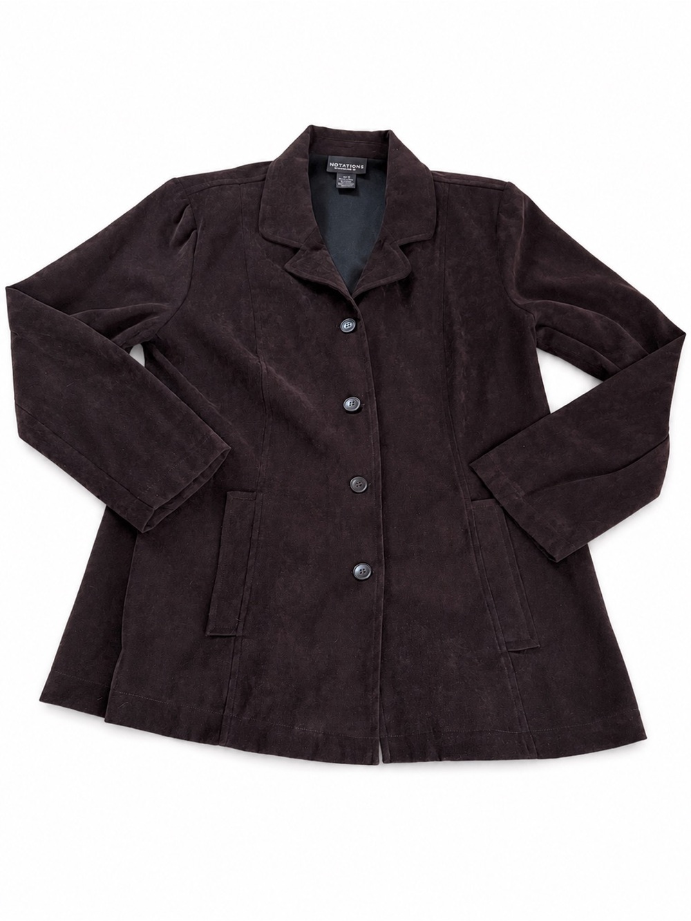 Notations Dark Brown Suede Button-Front Blazer size medium